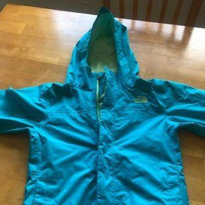 Girls The North Face DryVent Waterproof Rain Hoodie Jacket Large 10-12 Turquoise